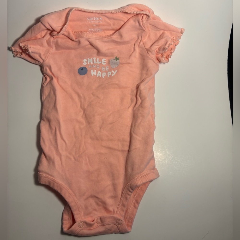 Carter's Peach 'Smile and Be Happy' with fruits Baby One-Piece Bodysuit